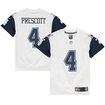 youth nike dak prescott white dallas cowboys color rush gam